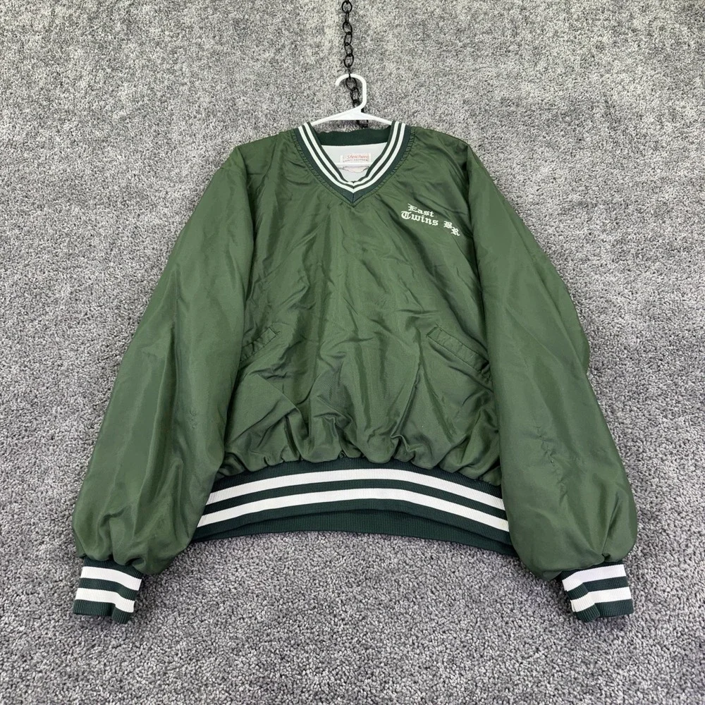 Vintage Steichens Jacket Mens M Green V Neck East Twins Baseball Windbreaker
